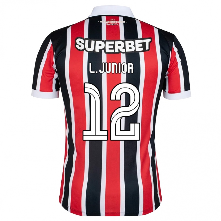 ילדים כדורגל Luciano Junior #12 אדום לבן שחור הרחק ג'רזי 2026/27