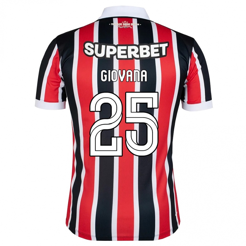 ילדים כדורגל Giovana #25 אדום לבן שחור הרחק ג'רזי 2026/27