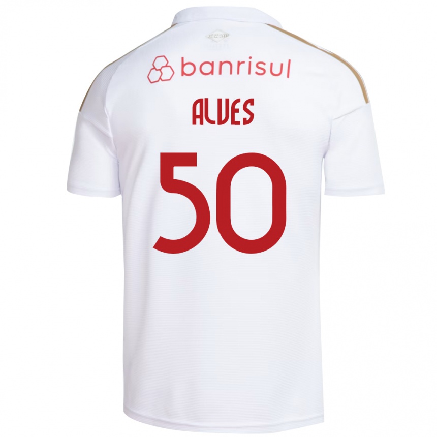 ילדים כדורגל Kauan Alves #50 אדום לבן הרחק ג'רזי 2026/27