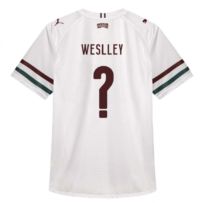 ילדים כדורגל Weslley #0 לבן ירוק בורדו הרחק ג'רזי 2026/27