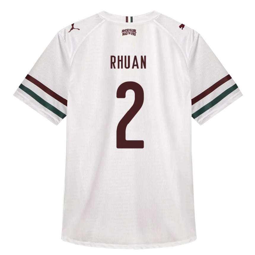 ילדים כדורגל Rhuan Allan Dourado Ribeiro #2 לבן ירוק בורדו הרחק ג'רזי 2026/27