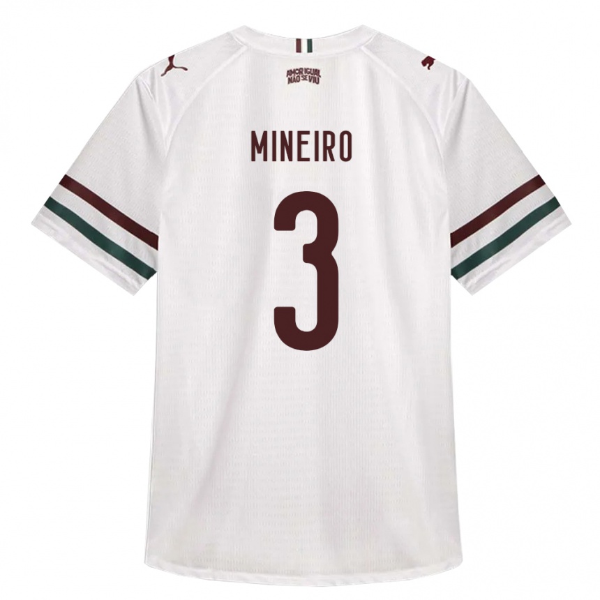 ילדים כדורגל William Mineiro #3 לבן ירוק בורדו הרחק ג'רזי 2026/27