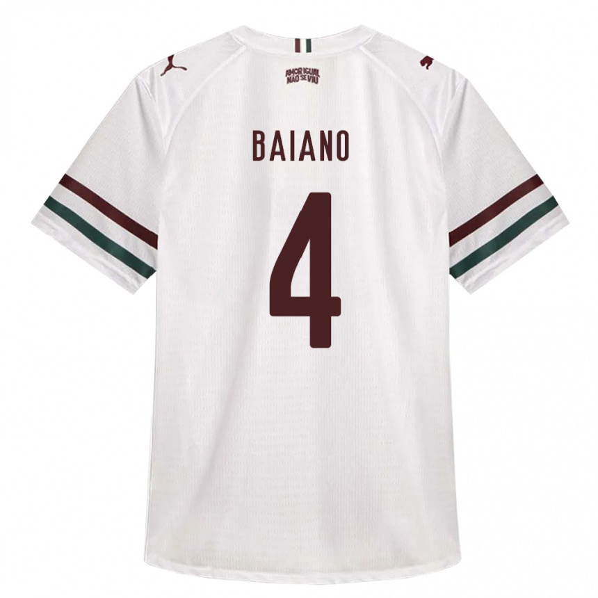 ילדים כדורגל Caíque Baiano #4 לבן ירוק בורדו הרחק ג'רזי 2026/27