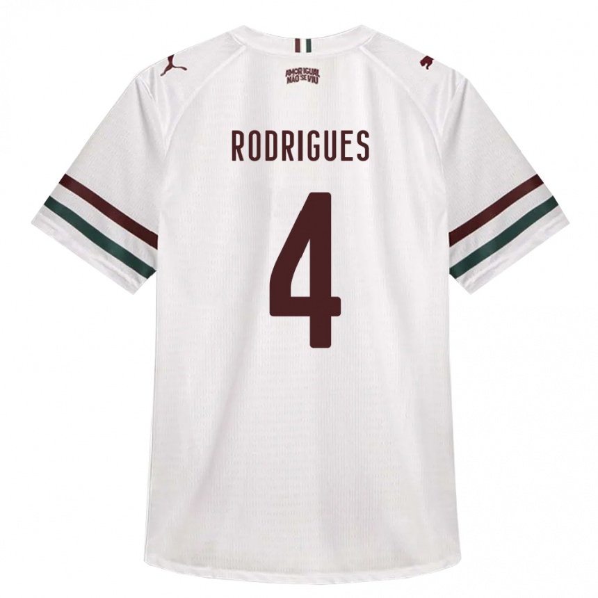 ילדים כדורגל Nath Rodrigues #4 לבן ירוק בורדו הרחק ג'רזי 2026/27