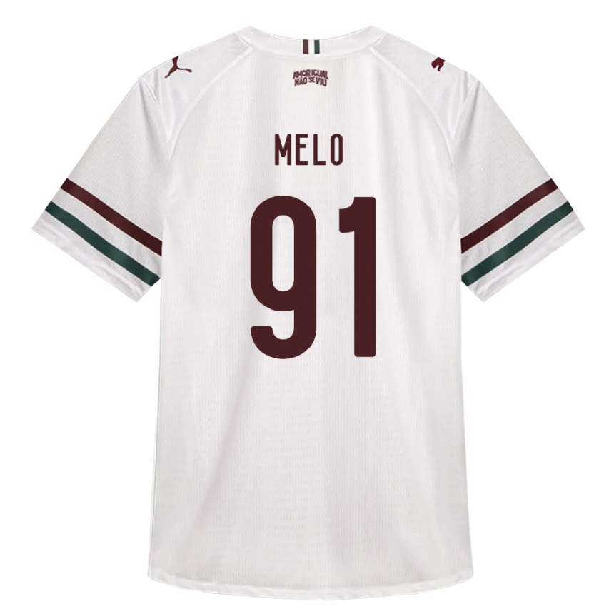 ילדים כדורגל Davi Melo #91 לבן ירוק בורדו הרחק ג'רזי 2026/27 ילדים כדורגל Davi Melo #91 לבן ירוק בורדו הרחק ג'רזי 2026/27