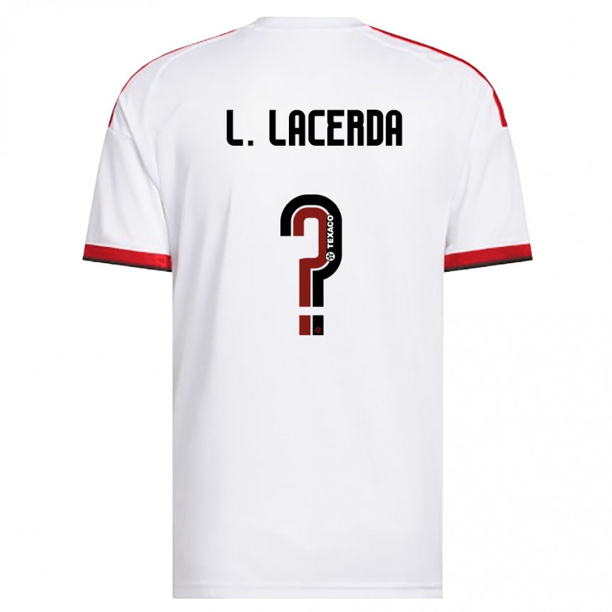 ילדים כדורגל Iago Lacerda #0 לבן אדום שחור הרחק ג'רזי 2026/27