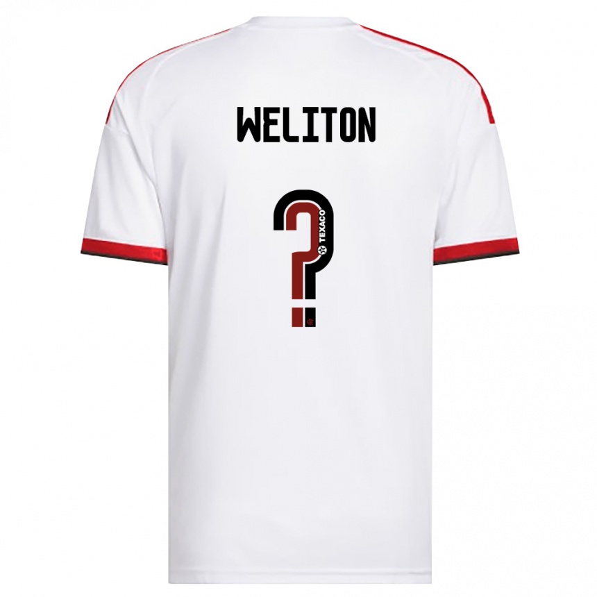 ילדים כדורגל Weliton #0 לבן אדום שחור הרחק ג'רזי 2026/27