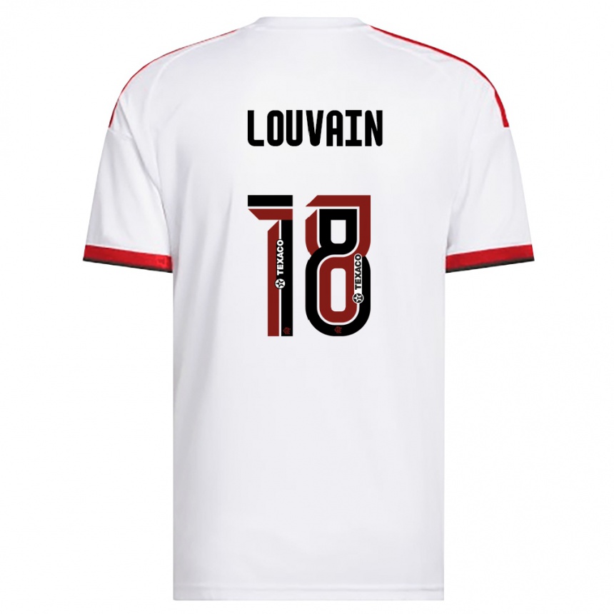 ילדים כדורגל Gaby Louvain #18 לבן אדום שחור הרחק ג'רזי 2026/27
