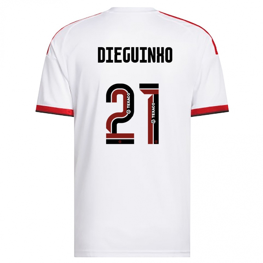 ילדים כדורגל Dieguinho #21 לבן אדום שחור הרחק ג'רזי 2026/27