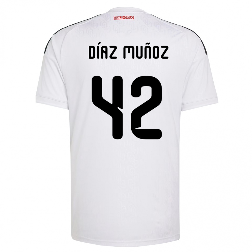 גברים כדורגל Cristian Díaz Muñoz #42 לבן שחור ג'רזי ביתית 2026/27