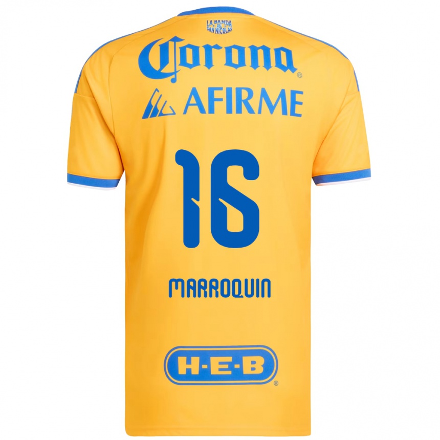 גברים כדורגל Ammanda Marroquin #16 צהוב כחול ג'רזי ביתית 2026/27