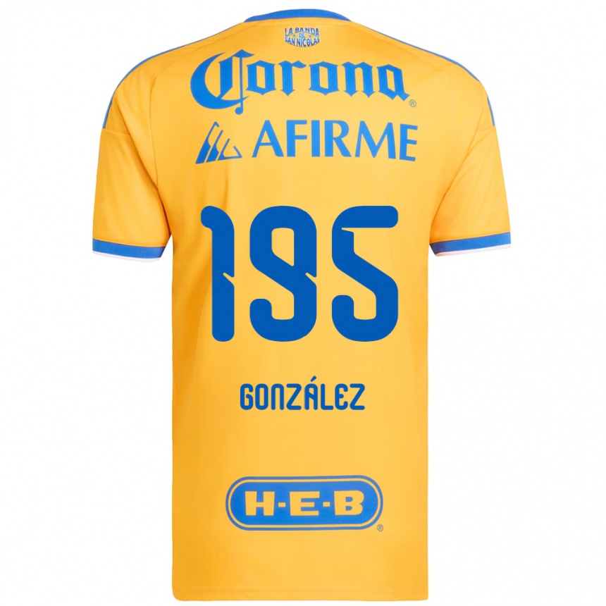גברים כדורגל Germán González #195 צהוב כחול ג'רזי ביתית 2026/27 גברים כדורגל Germán González #195 צהוב כחול ג'רזי ביתית 2026/27