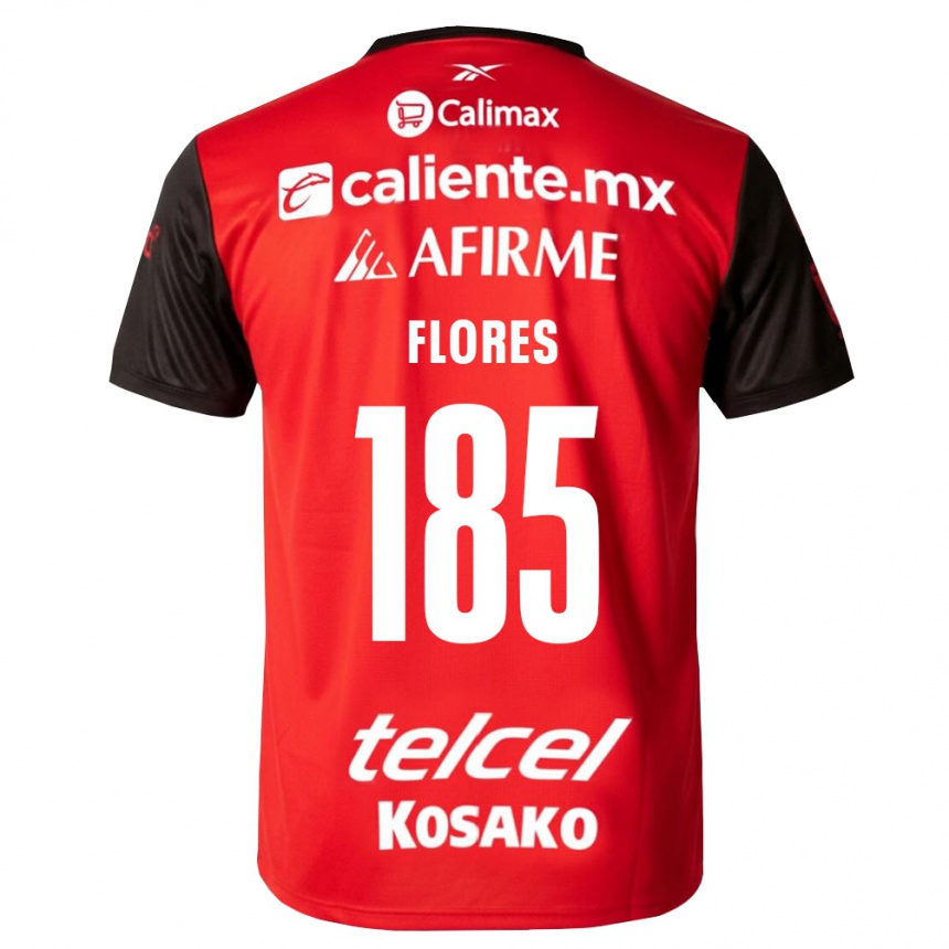 גברים כדורגל Ismael Flores #185 שחור אדום ג'רזי ביתית 2026/27
