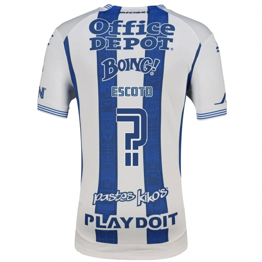 גברים כדורגל Alan Escoto #0 לבן כחול צי ג'רזי ביתית 2026/27