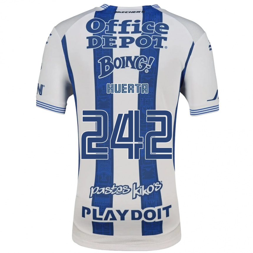 גברים כדורגל Héctor Huerta #242 לבן כחול צי ג'רזי ביתית 2026/27