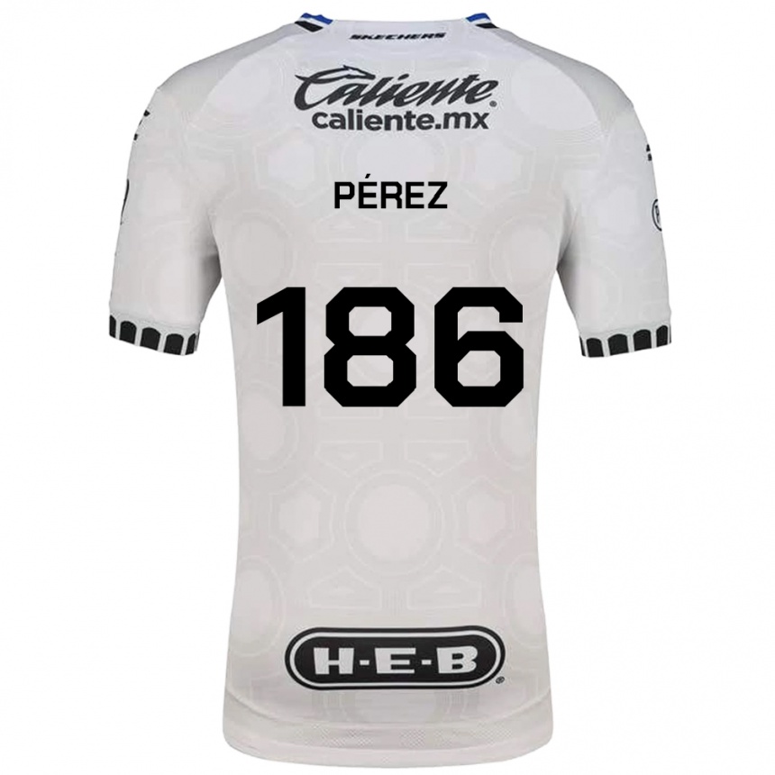 גברים כדורגל José Pérez #186 לבן שחור כחול ג'רזי ביתית 2026/27