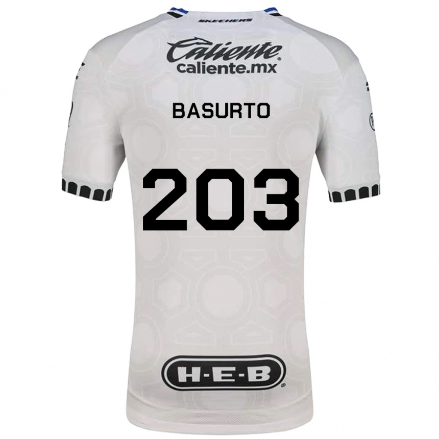 גברים כדורגל Osvaldo Basurto #203 לבן שחור כחול ג'רזי ביתית 2026/27