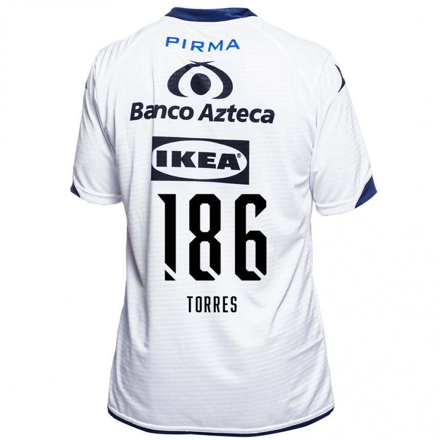 גברים כדורגל Cristopher Torres #186 לבן שחור כחול ג'רזי ביתית 2026/27