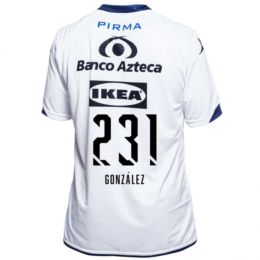 גברים כדורגל Ángel González #231 לבן שחור כחול ג'רזי ביתית 2026/27