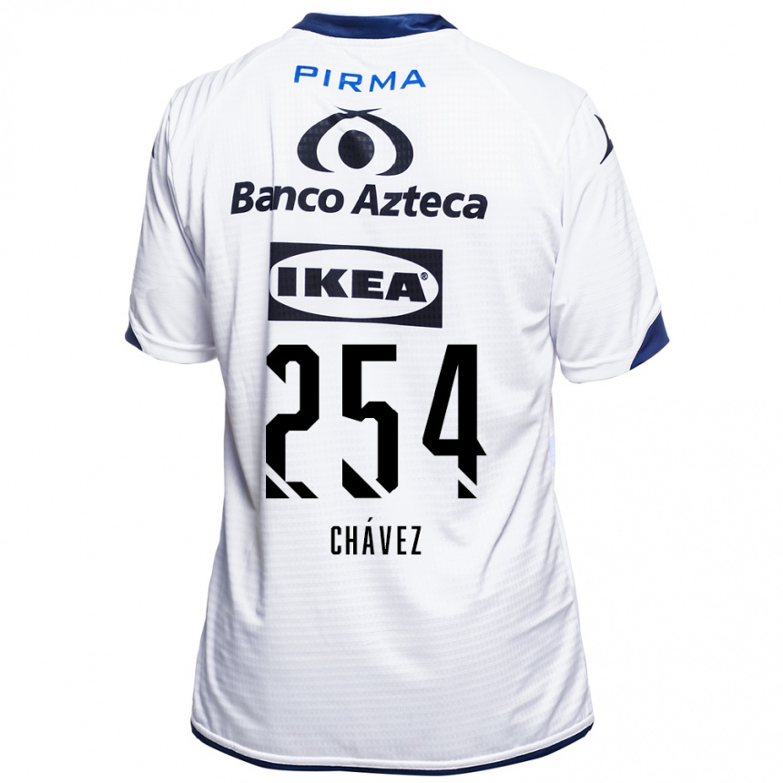 גברים כדורגל José Chávez #254 לבן שחור כחול ג'רזי ביתית 2026/27