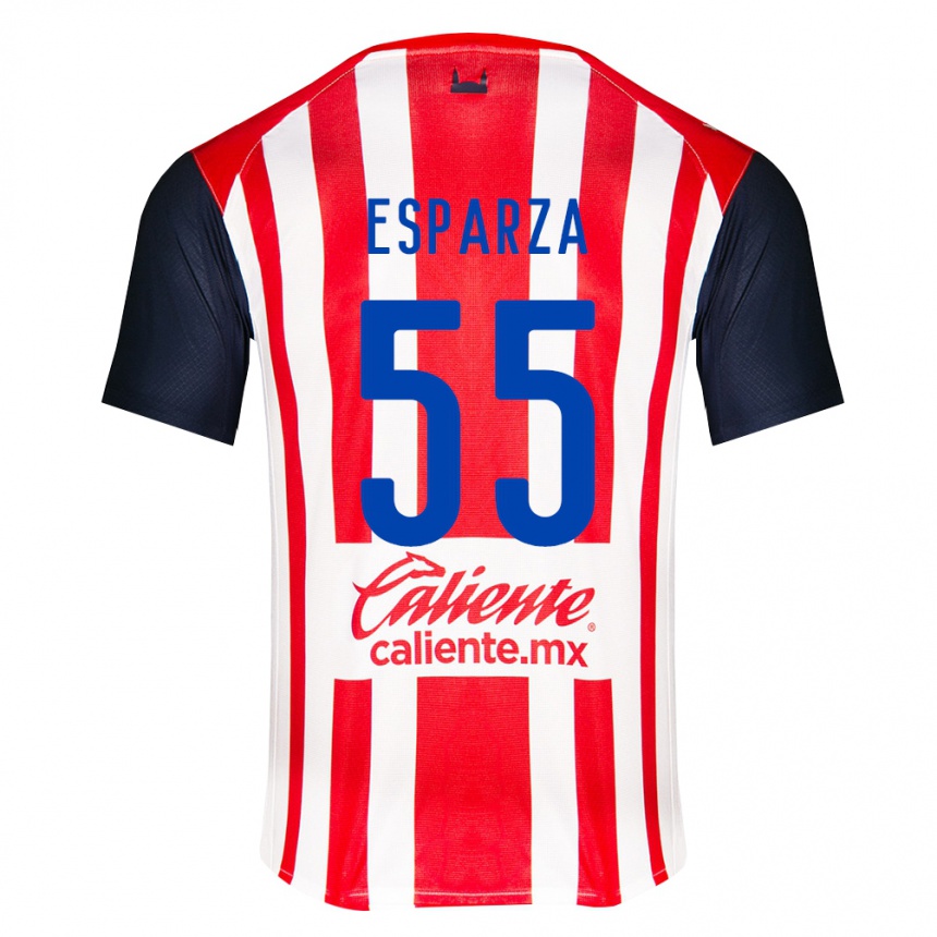 גברים כדורגל Sebastián Esparza #55 אדום שחור לבן ג'רזי ביתית 2026/27