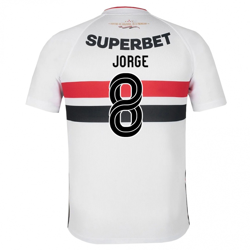 גברים כדורגל Lucas Jorge #8 לבן אדום שחור ג'רזי ביתית 2026/27