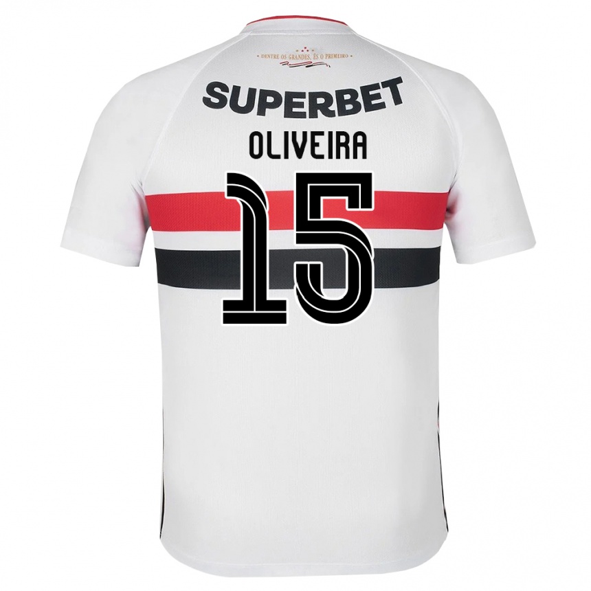 גברים כדורגל Felipe Oliveira #15 לבן אדום שחור ג'רזי ביתית 2026/27