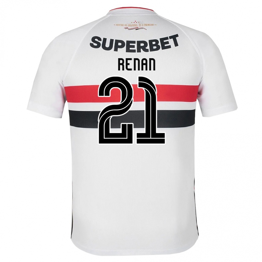 גברים כדורגל Renan #21 לבן אדום שחור ג'רזי ביתית 2026/27
