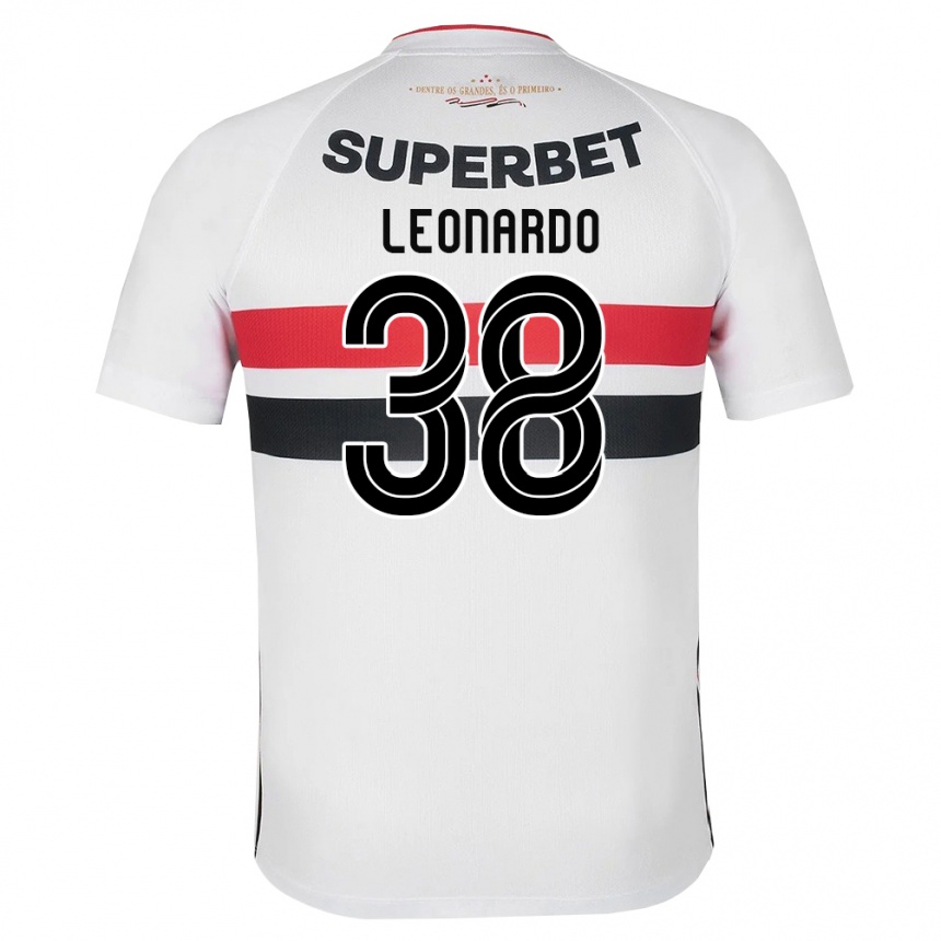 גברים כדורגל Hugo Leonardo #38 לבן אדום שחור ג'רזי ביתית 2026/27