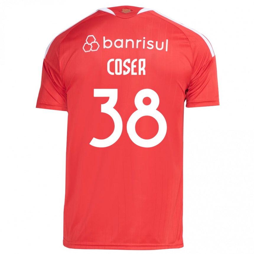 גברים כדורגל Diego Coser #38 אדום לבן ג'רזי ביתית 2026/27