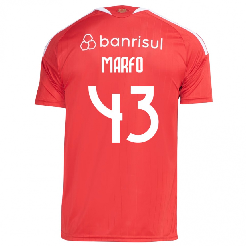 גברים כדורגל Denis Marfo #43 אדום לבן ג'רזי ביתית 2026/27
