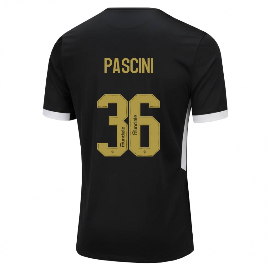 גברים כדורגל Kauã Pascini #36 שחור לבן צהוב ג'רזי ביתית 2026/27