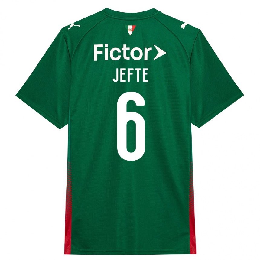 גברים כדורגל Jefté #6 ירוק אדום לבן ג'רזי ביתית 2026/27