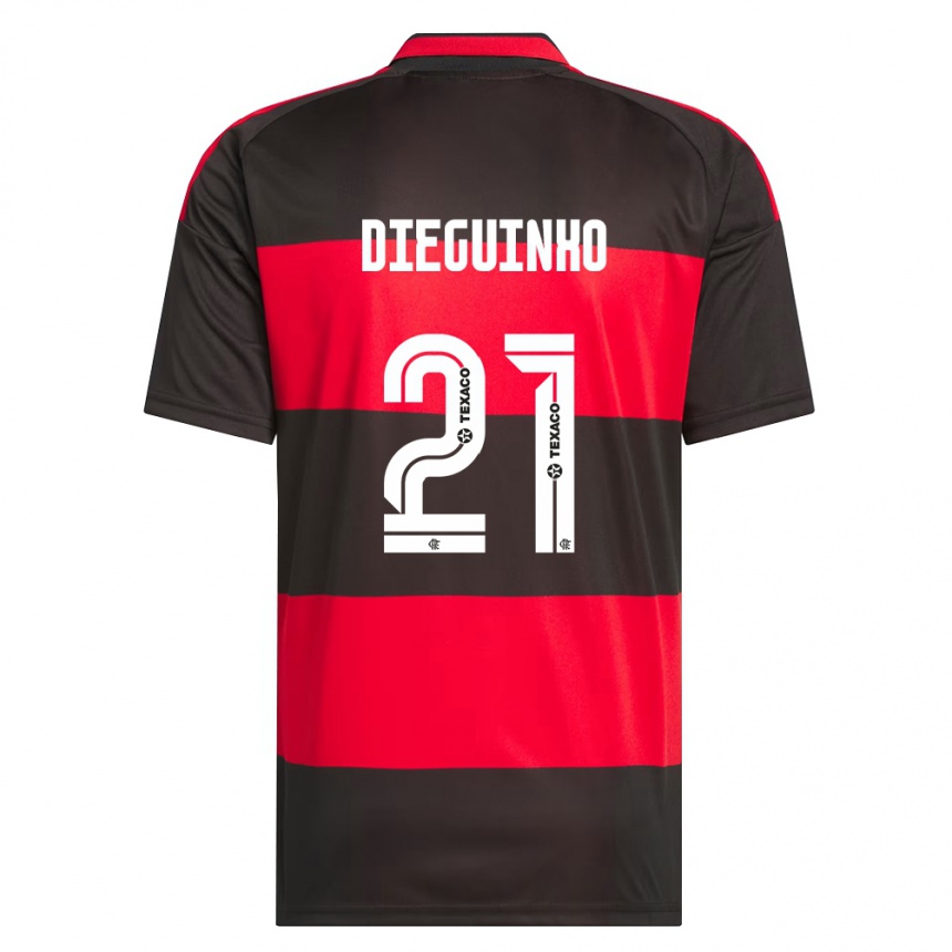 גברים כדורגל Dieguinho #21 אדום שחור לבן ג'רזי ביתית 2026/27