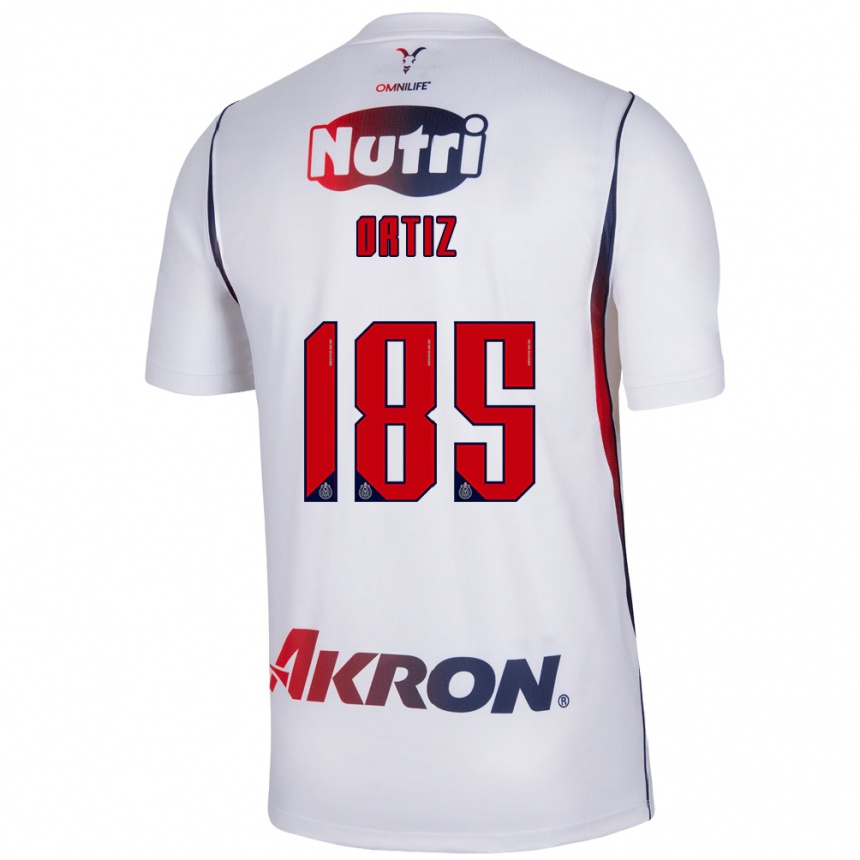 גברים כדורגל Gibrán Ortiz #185 לבן כחול צי אדום הרחק ג'רזי 2026/27 גברים כדורגל Gibrán Ortiz #185 לבן כחול צי אדום הרחק ג'רזי 2026/27