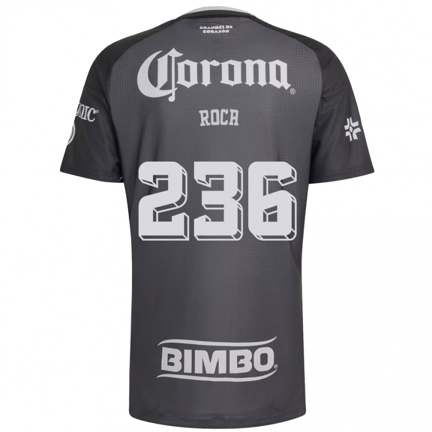 גברים כדורגל Juan Roca #236 אפור לבן שחור הרחק ג'רזי 2026/27