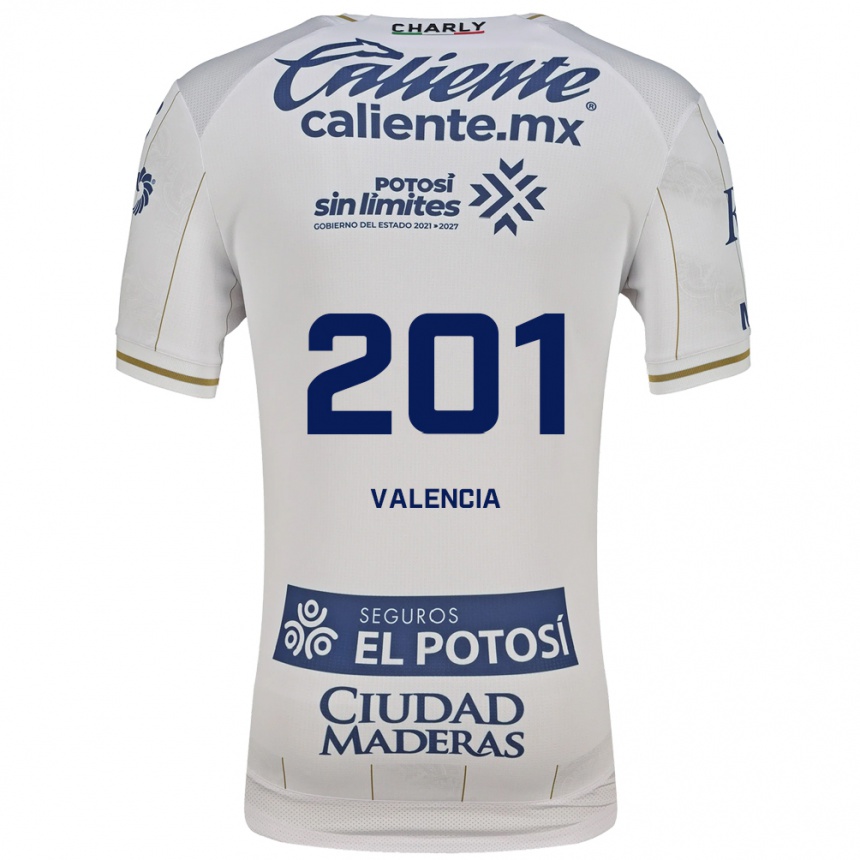 גברים כדורגל Cristian Valencia #201 לבן כחול הרחק ג'רזי 2026/27 גברים כדורגל Cristian Valencia #201 לבן כחול הרחק ג'רזי 2026/27