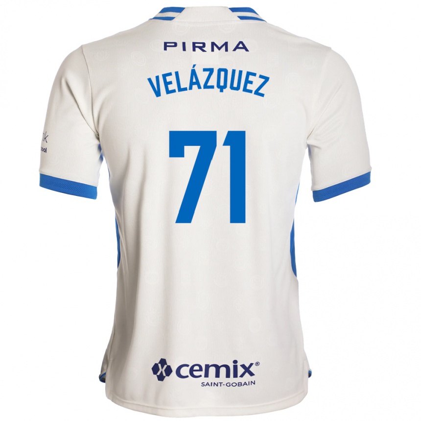 גברים כדורגל Víctor Velázquez #71 לבן כחול אדום הרחק ג'רזי 2026/27