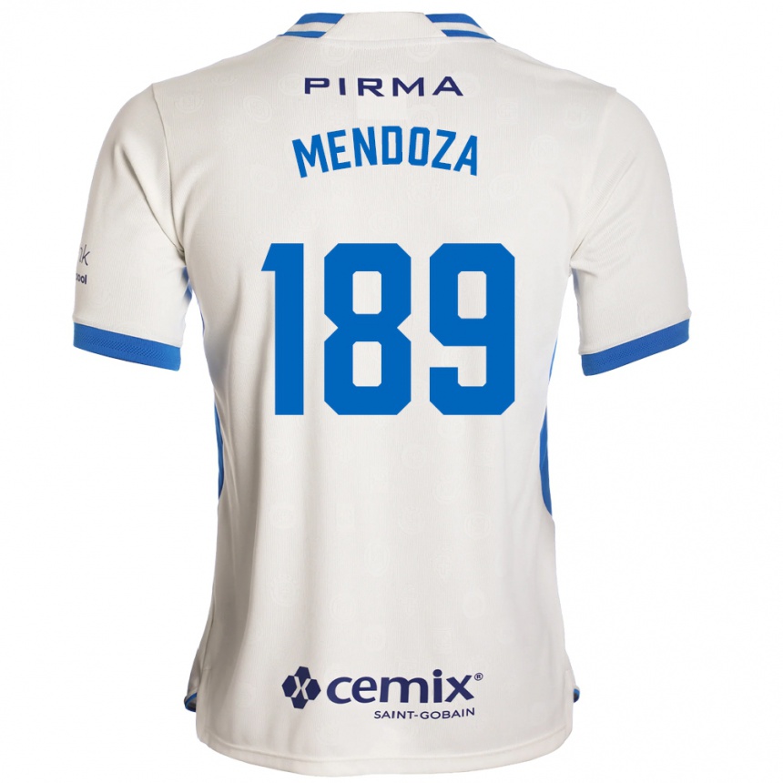 גברים כדורגל José Mendoza #189 לבן כחול אדום הרחק ג'רזי 2026/27