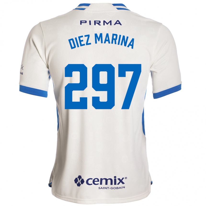 גברים כדורגל Edgar Diez Marina #297 לבן כחול אדום הרחק ג'רזי 2026/27
