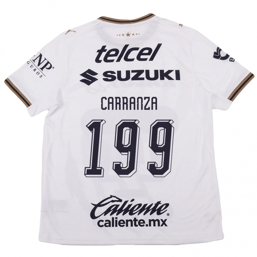 גברים כדורגל Kléber Carranza #199 לבן שחור חום הרחק ג'רזי 2026/27