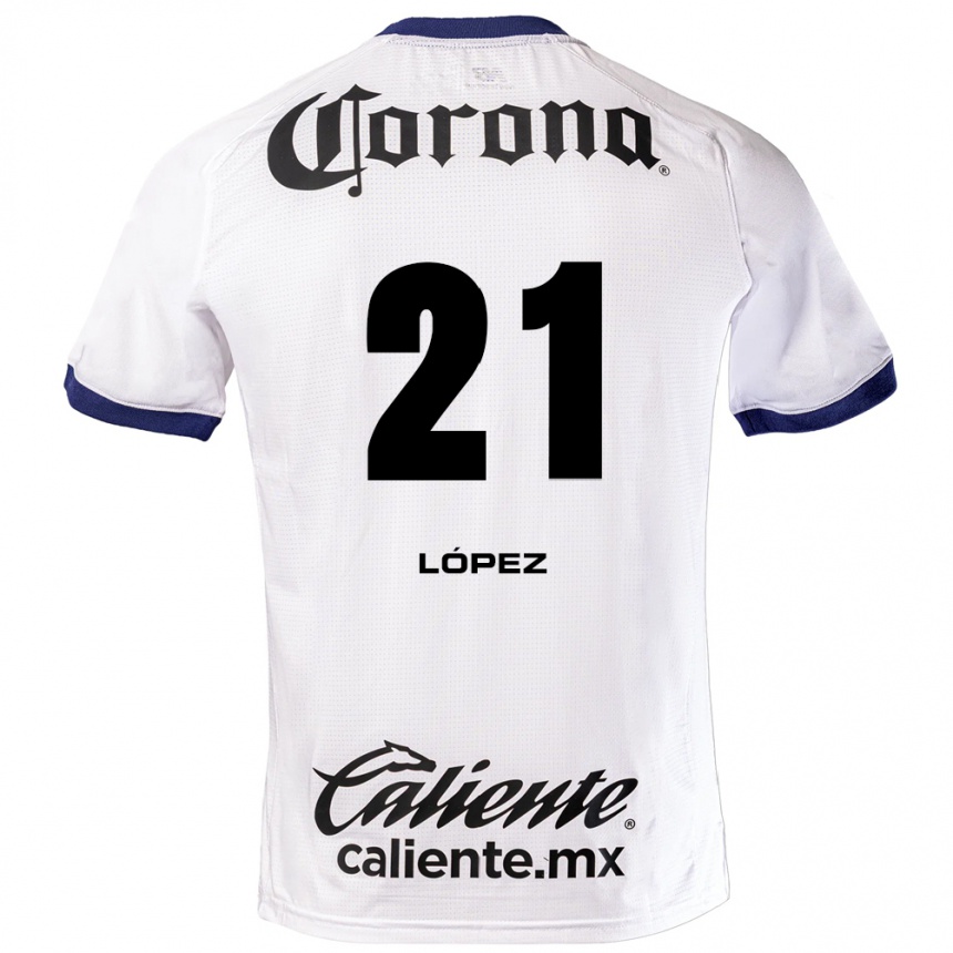 גברים כדורגל Iván López #21 לבן כחול שחור הרחק ג'רזי 2026/27