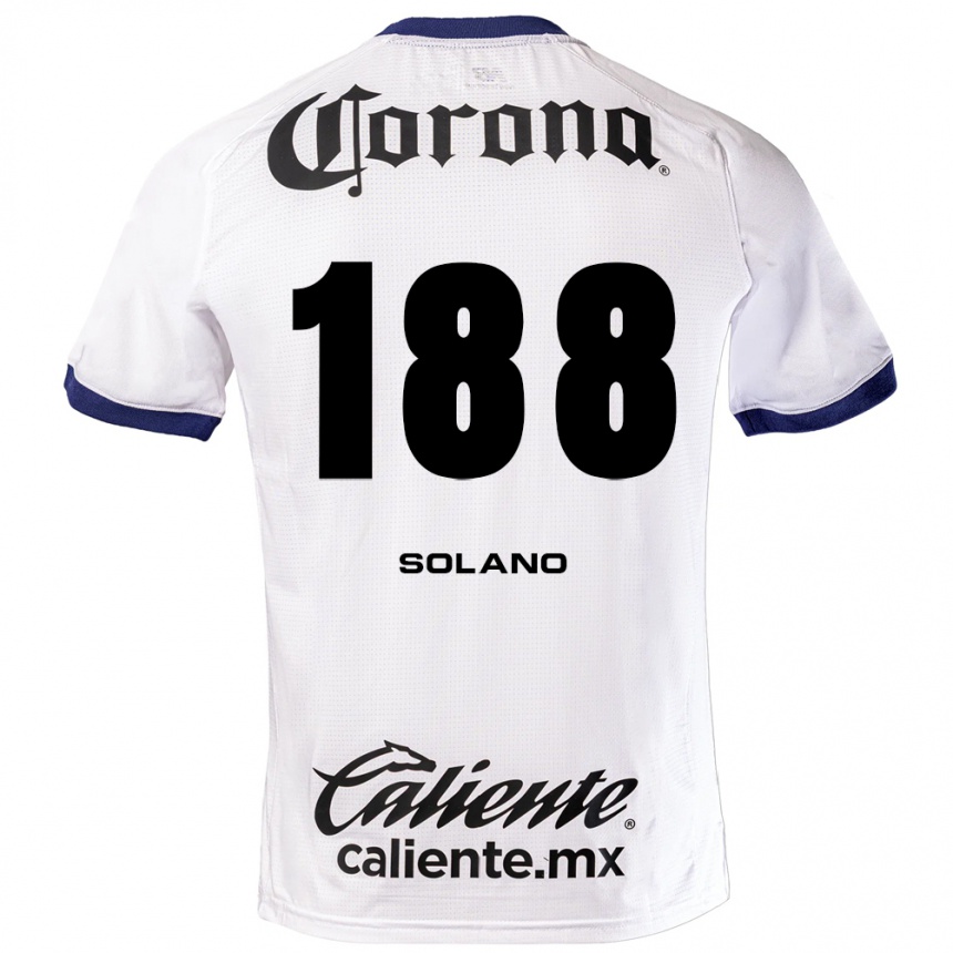 גברים כדורגל Aldo Solano #188 לבן כחול שחור הרחק ג'רזי 2026/27