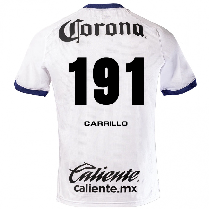 גברים כדורגל Carlos Carrillo #191 לבן כחול שחור הרחק ג'רזי 2026/27