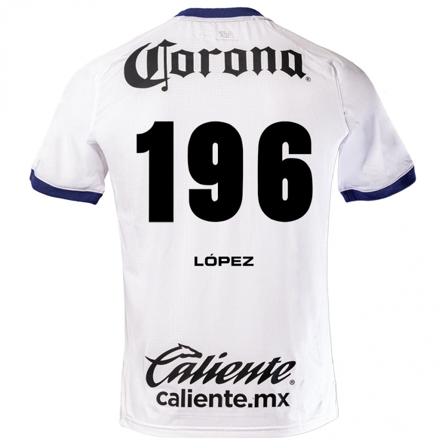 גברים כדורגל Ethan López #196 לבן כחול שחור הרחק ג'רזי 2026/27
