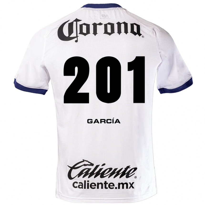 גברים כדורגל Eros García #201 לבן כחול שחור הרחק ג'רזי 2026/27