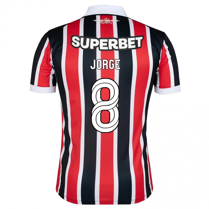 גברים כדורגל Lucas Jorge #8 אדום לבן שחור הרחק ג'רזי 2026/27
