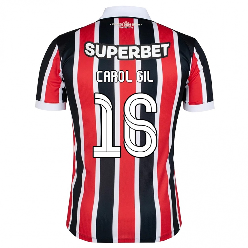 גברים כדורגל Carol Gil #16 אדום לבן שחור הרחק ג'רזי 2026/27