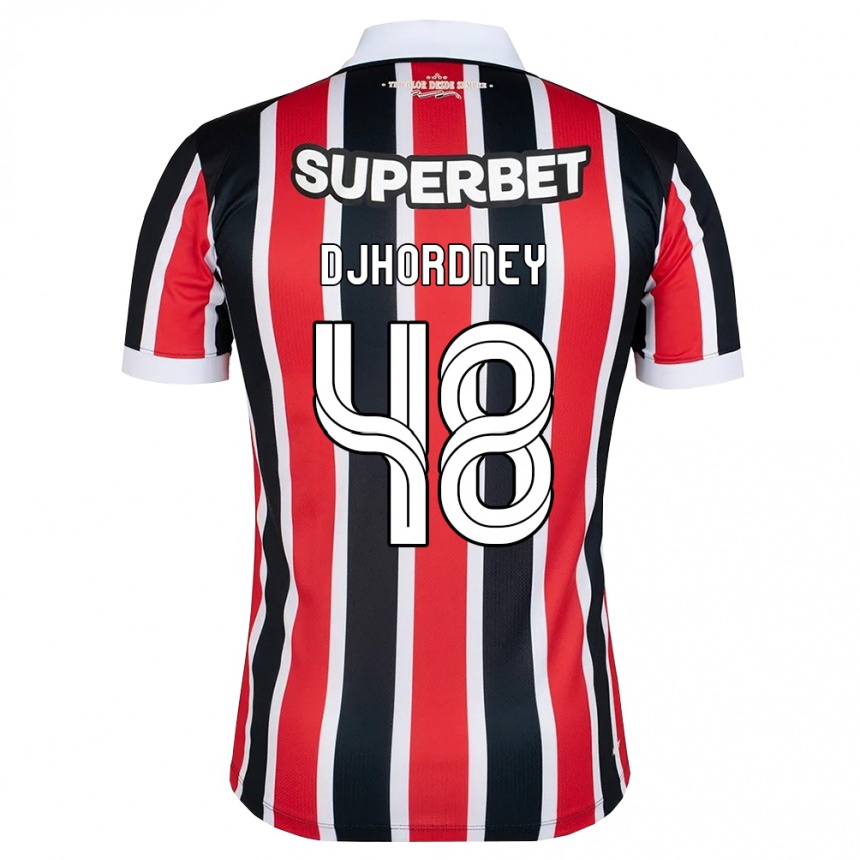 גברים כדורגל Djhordney #48 אדום לבן שחור הרחק ג'רזי 2026/27