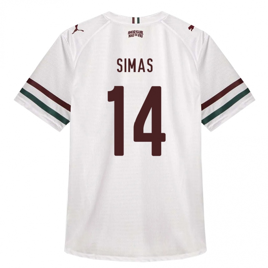 גברים כדורגל Léo Simas #14 לבן ירוק בורדו הרחק ג'רזי 2026/27